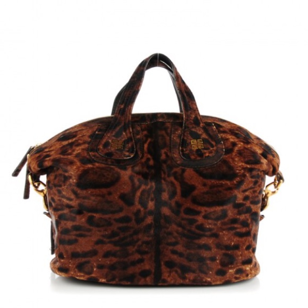 Rare Givenchy Nightingale Medium Leopard Print Calf Hair Ponyhair Handbag